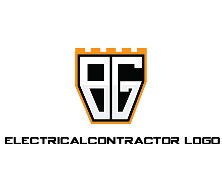 letter B and G in battlement construction logo