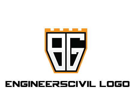 letter B and G in battlement construction logo