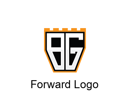 letter B and G in battlement construction logo