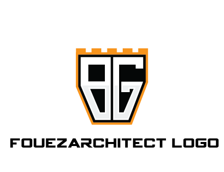 letter B and G in battlement construction logo