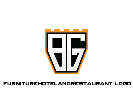 letter B and G in battlement construction logo