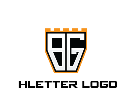 letter B and G in battlement construction logo