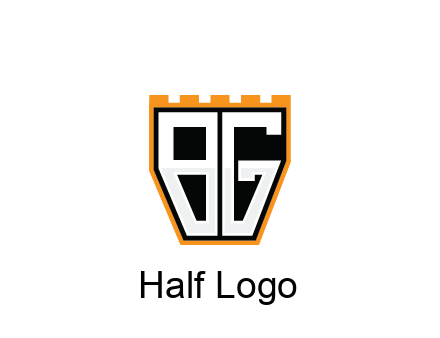 letter B and G in battlement construction logo