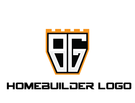 letter B and G in battlement construction logo