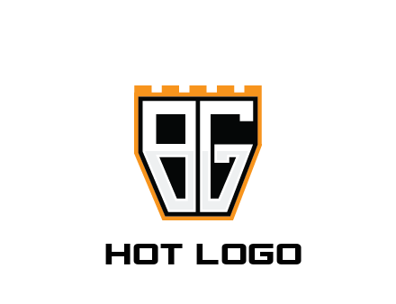 letter B and G in battlement construction logo