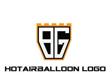 letter B and G in battlement construction logo