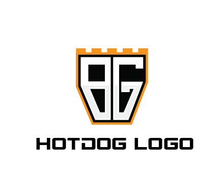 letter B and G in battlement construction logo