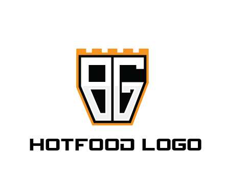 letter B and G in battlement construction logo