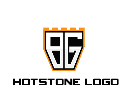 letter B and G in battlement construction logo