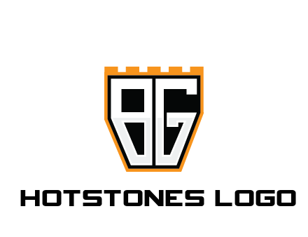 letter B and G in battlement construction logo