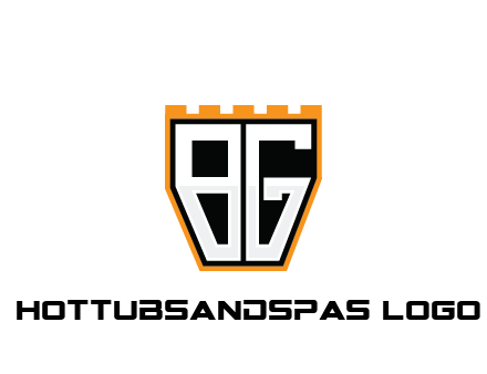 letter B and G in battlement construction logo