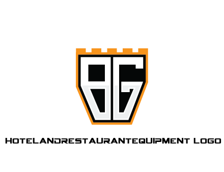 letter B and G in battlement construction logo