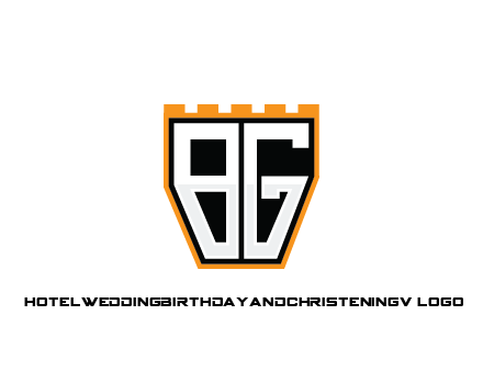 letter B and G in battlement construction logo