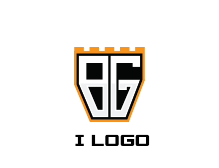 letter B and G in battlement construction logo