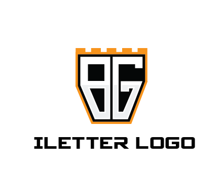 letter B and G in battlement construction logo