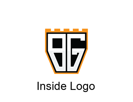 letter B and G in battlement construction logo