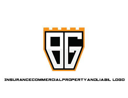 letter B and G in battlement construction logo