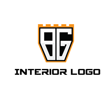 letter B and G in battlement construction logo