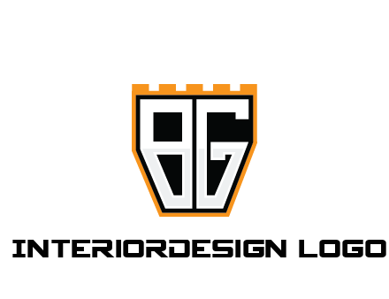 letter B and G in battlement construction logo