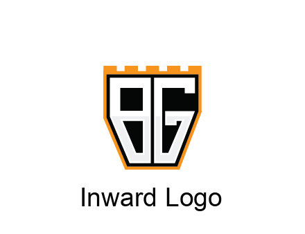 letter B and G in battlement construction logo