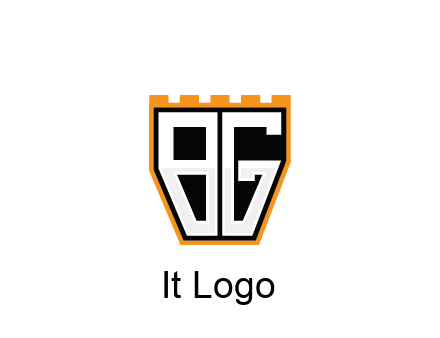 letter B and G in battlement construction logo