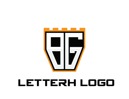 letter B and G in battlement construction logo