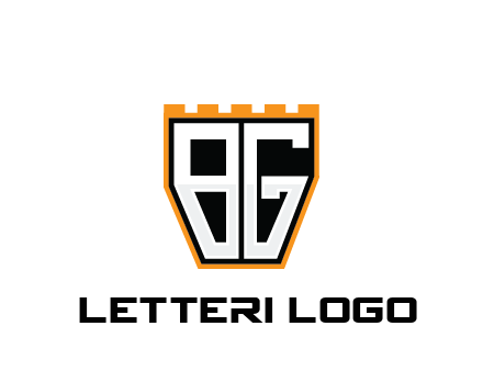 letter B and G in battlement construction logo