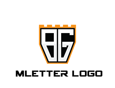 letter B and G in battlement construction logo