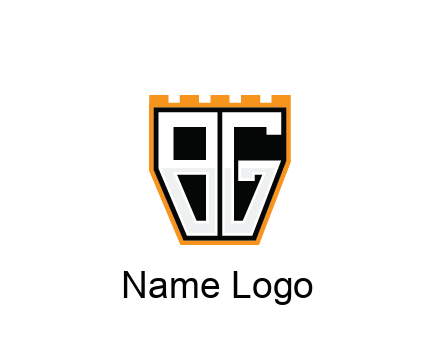 letter B and G in battlement construction logo