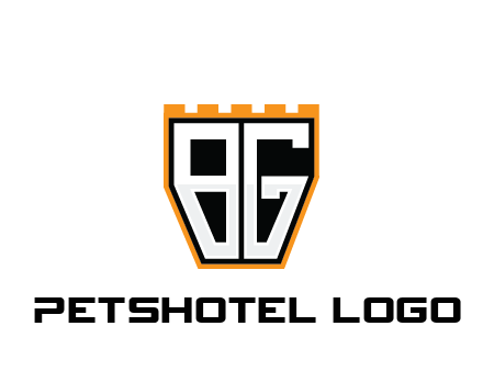 letter B and G in battlement construction logo