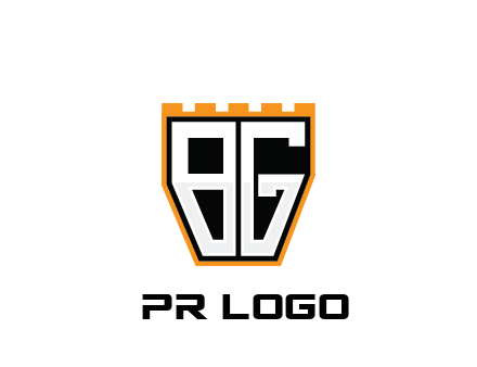 letter B and G in battlement construction logo