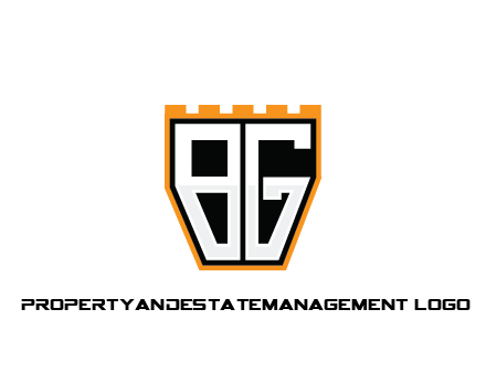 letter B and G in battlement construction logo