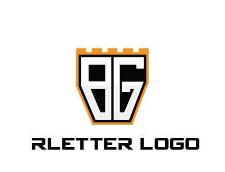 letter B and G in battlement construction logo