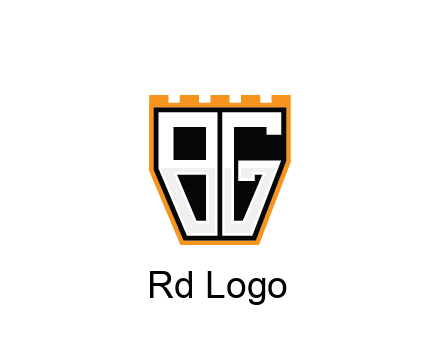 letter B and G in battlement construction logo