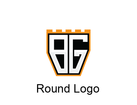 letter B and G in battlement construction logo