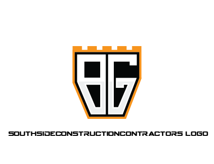 letter B and G in battlement construction logo