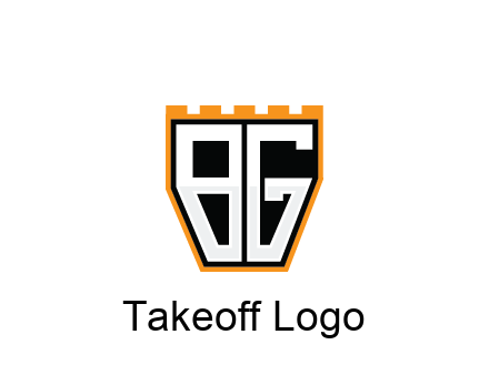 letter B and G in battlement construction logo