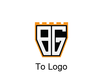 letter B and G in battlement construction logo