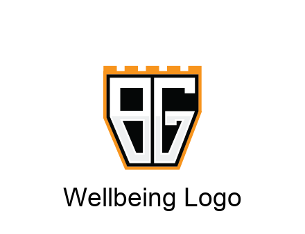 letter B and G in battlement construction logo