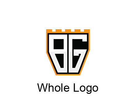 letter B and G in battlement construction logo
