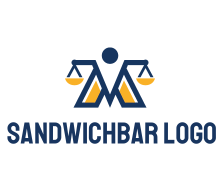 letter M forming balance legal logo