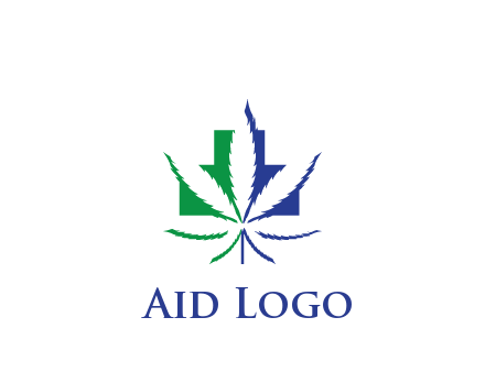 negative spacing of CBD leaf in aid medical logo