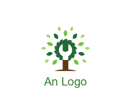 wood cutter with negative spacing of wrench engineering logo