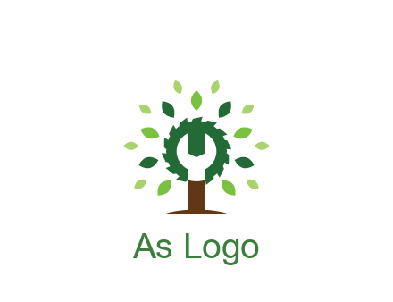 wood cutter with negative spacing of wrench engineering logo