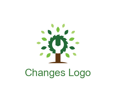 wood cutter with negative spacing of wrench engineering logo