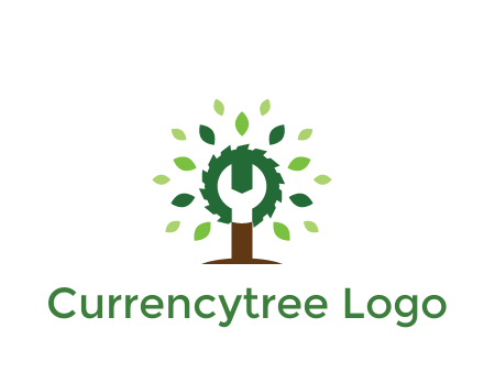 wood cutter with negative spacing of wrench engineering logo