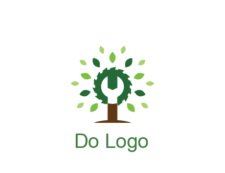 wood cutter with negative spacing of wrench engineering logo