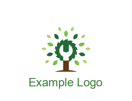 wood cutter with negative spacing of wrench engineering logo