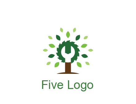 wood cutter with negative spacing of wrench engineering logo