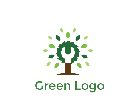 wood cutter with negative spacing of wrench engineering logo